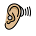 ear with hearing aid, medium-light skin tone